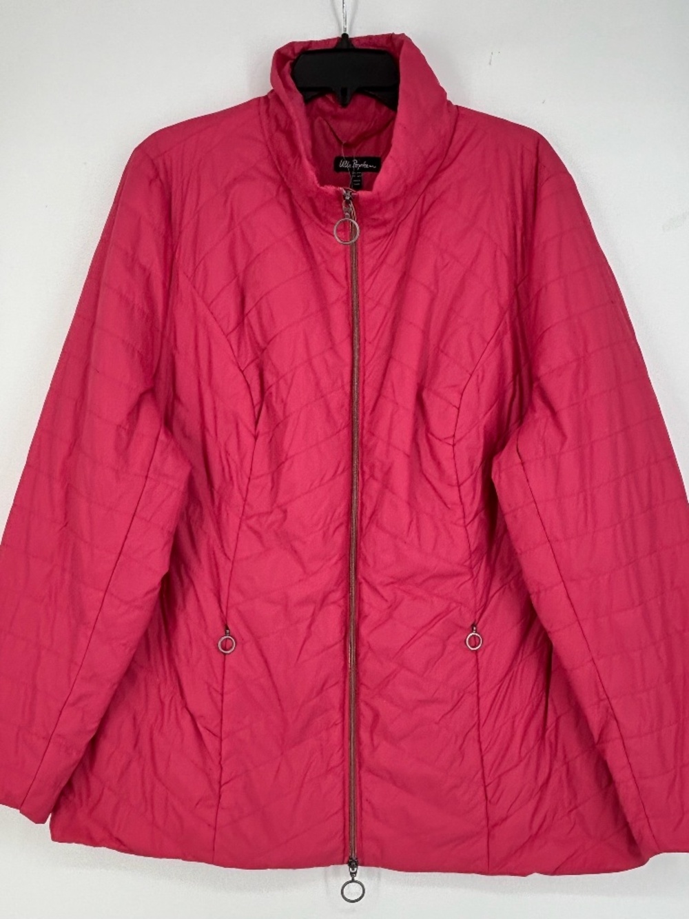 Ulla Popken Womens 16 18 Zip Front Quilted Jacket Bubblegum Pink Lightweight